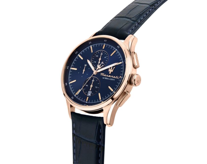 montre homme maserati – r8871624009 – chronographe analogique – 42 mm – bracelet en cuir – collection sorpasso