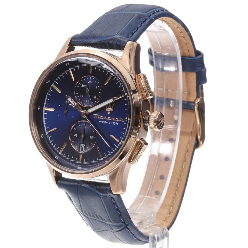montre homme maserati – r8871624009 – chronographe analogique – 42 mm – bracelet en cuir – collection sorpasso