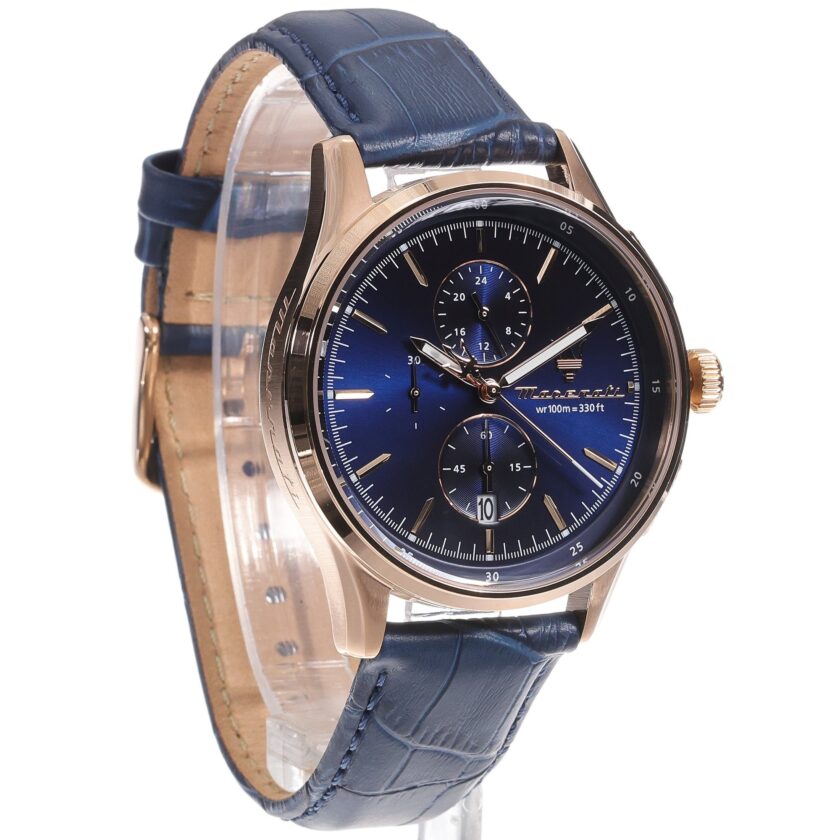 montre homme maserati – r8871624009 – chronographe analogique – 42 mm – bracelet en cuir – collection sorpasso