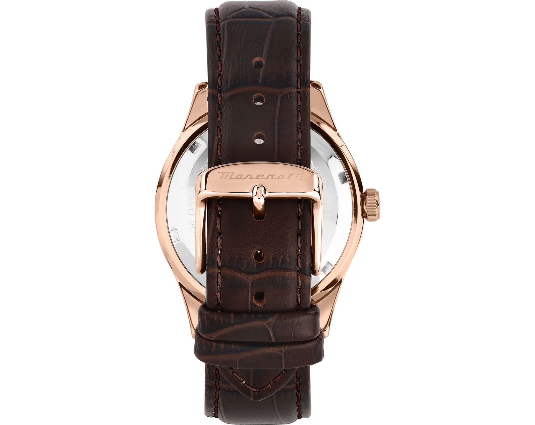 montre homme maserati sorpasso – r8851124002 – bracelet en cuir véritable – boîtier en acier inoxydable or rose – cadran argent sunray – résistante à l'eau 10 atm – 42 mm – boucle ardillon – mouvement analogique – emballage d'origine maserati
