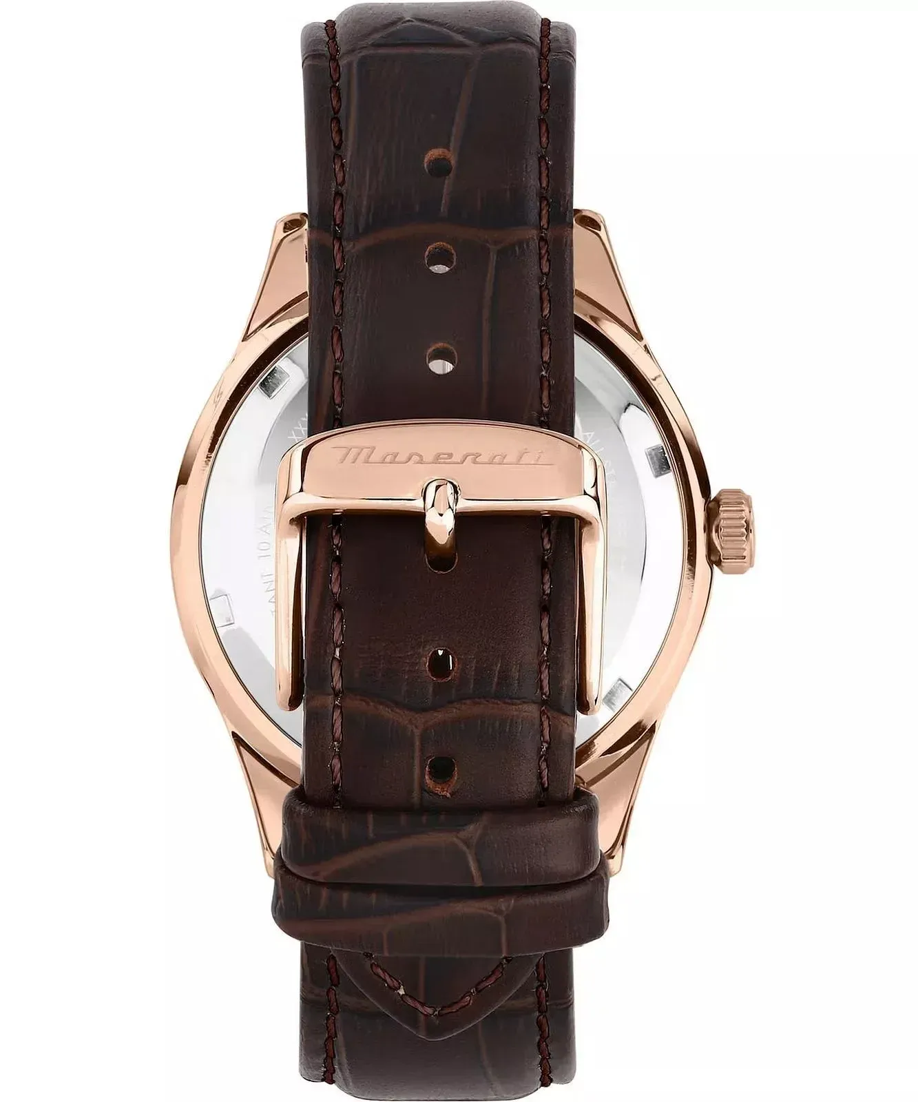 montre homme maserati sorpasso – r8851124002 – bracelet en cuir véritable – boîtier en acier inoxydable or rose – cadran argent sunray – résistante à l'eau 10 atm – 42 mm – boucle ardillon – mouvement analogique – emballage d'origine maserati