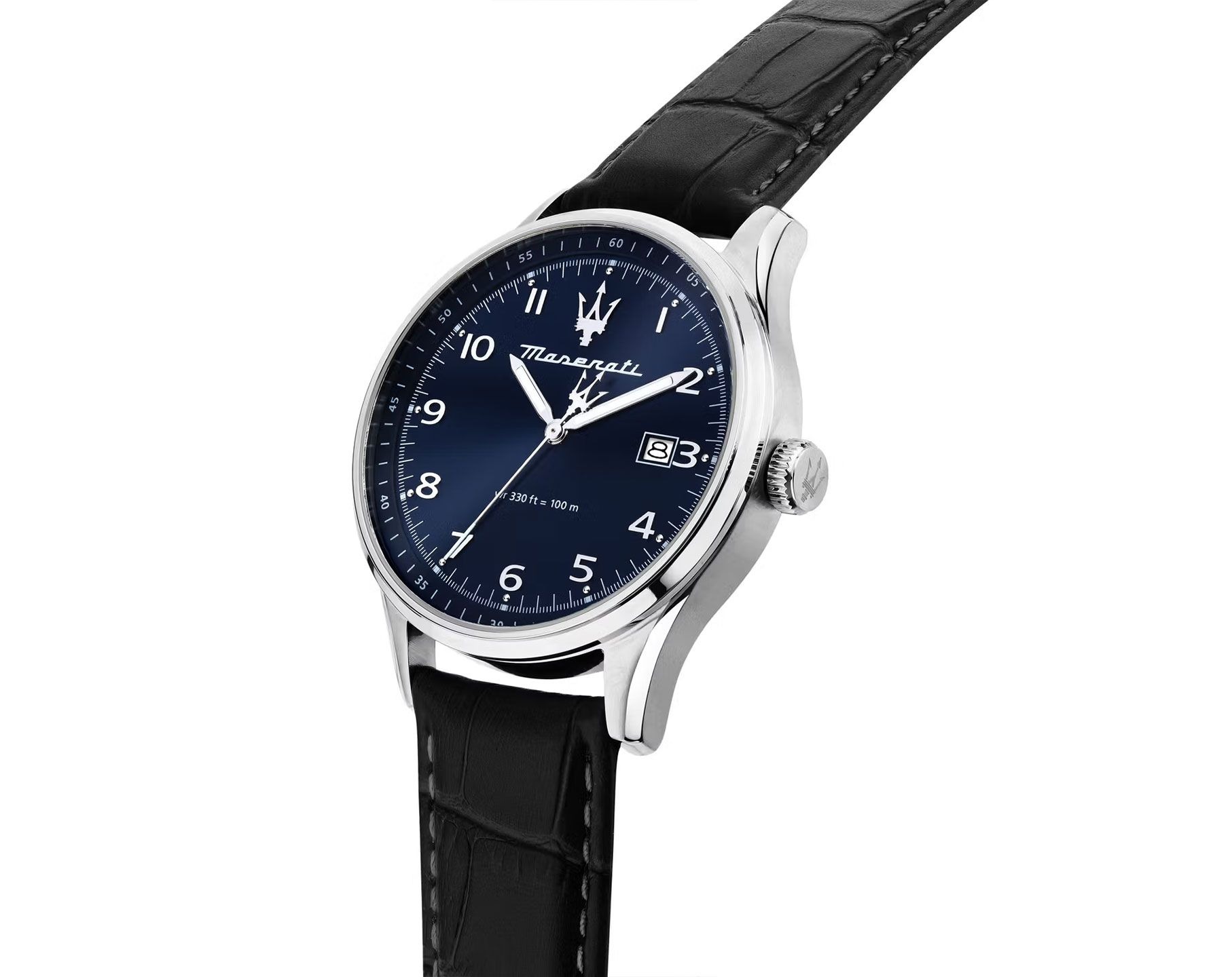 montre maserati sorpasso – r8851124003 – boîtier inox 42 mm – mouvement miyota – bracelet en cuir – cristal minéral – résistante à l'eau 10 atm (adaptée à la natation) – garantie 2 ans.