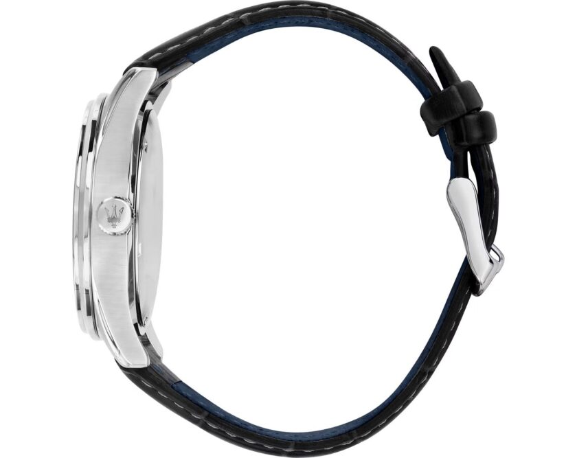montre maserati sorpasso – r8851124003 – boîtier inox 42 mm – mouvement miyota – bracelet en cuir – cristal minéral – résistante à l'eau 10 atm (adaptée à la natation) – garantie 2 ans.