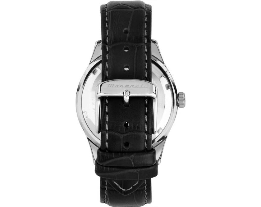 montre maserati sorpasso – r8851124003 – boîtier inox 42 mm – mouvement miyota – bracelet en cuir – cristal minéral – résistante à l'eau 10 atm (adaptée à la natation) – garantie 2 ans.