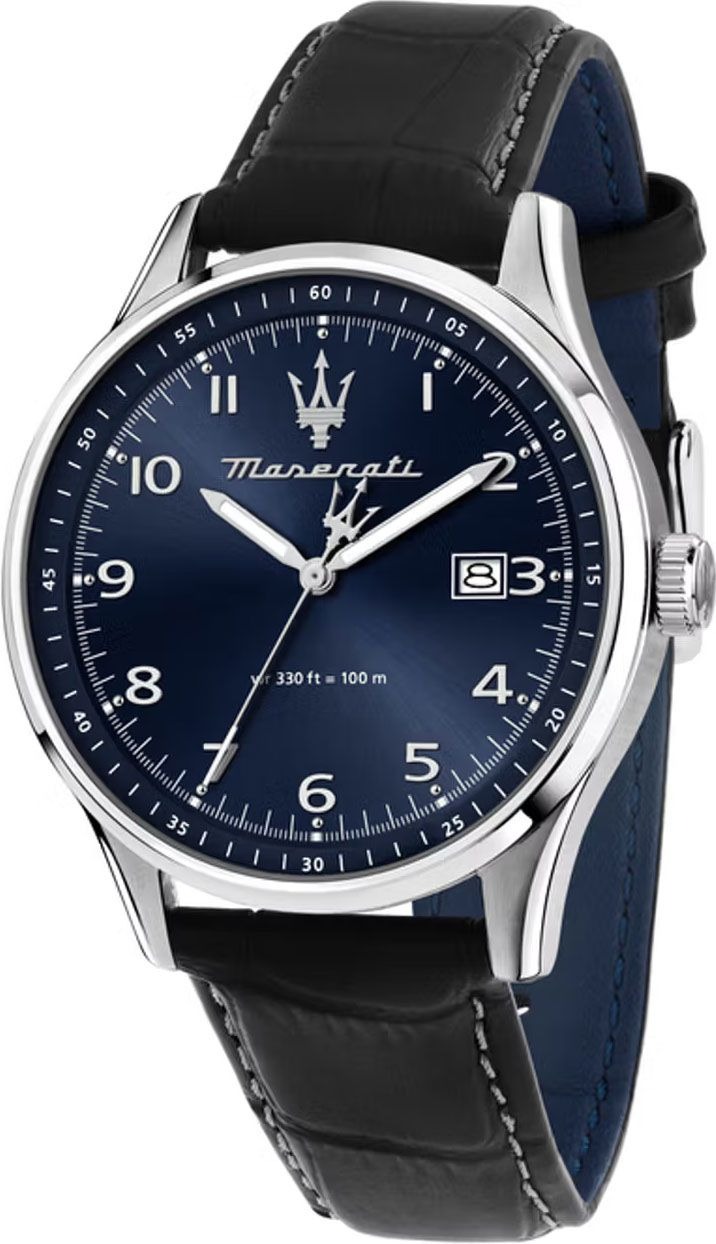 montre maserati sorpasso – r8851124003 – boîtier inox 42 mm – mouvement miyota – bracelet en cuir – cristal minéral – résistante à l'eau 10 atm (adaptée à la natation) – garantie 2 ans.