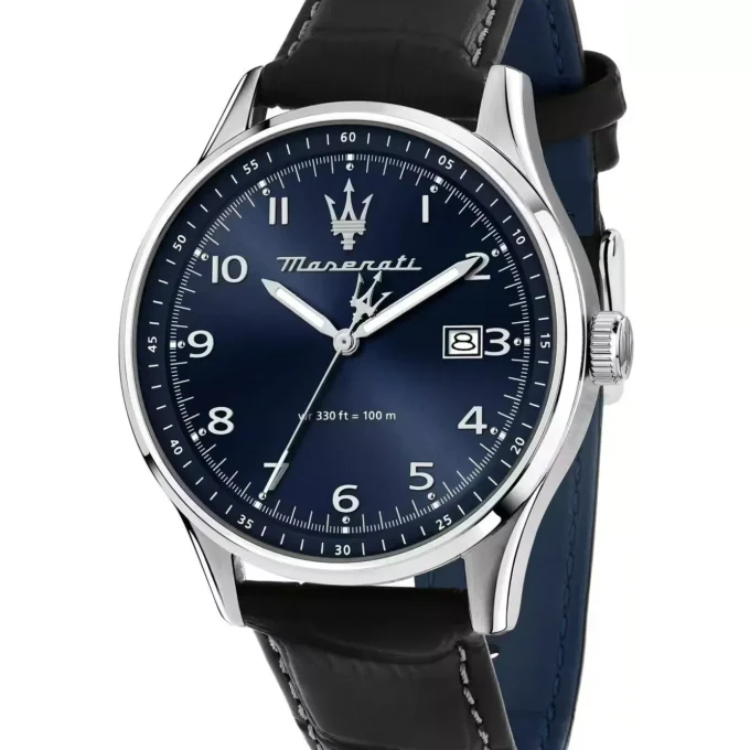 Montre Maserati Sorpasso – R8851124003 – Boîtier Inox 42 mm – Mouvement Miyota – Bracelet en Cuir – Cristal Minéral – Résistante à l'Eau 10 ATM (Adaptée à la Natation) – Garantie 2 Ans.
