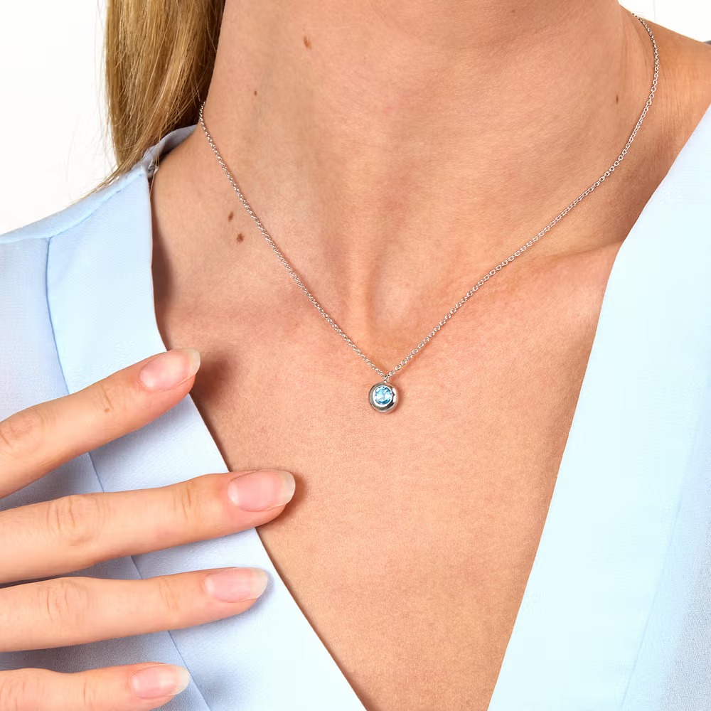 morellato saxn06 collier précieux en argent recyclé et pierre topaze blu pour femme