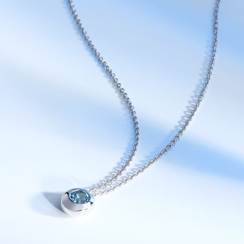 morellato saxn06 collier précieux en argent recyclé et pierre topaze blu pour femme