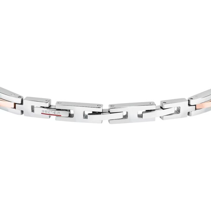 Bracelet Sector SAFR43 en Argent, Noir et Or Rose - Design Contemporain pour Homme