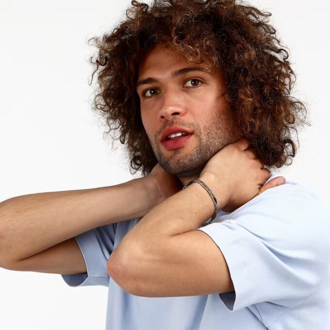 Bracelet Sector SAFR43 en Argent, Noir et Or Rose - Design Contemporain pour Homme