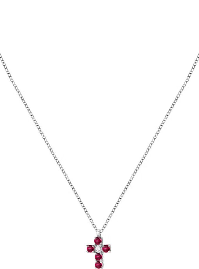 collier femme morellato tesori saiw215 en argent 925‰ avec zircons rouges et blancs