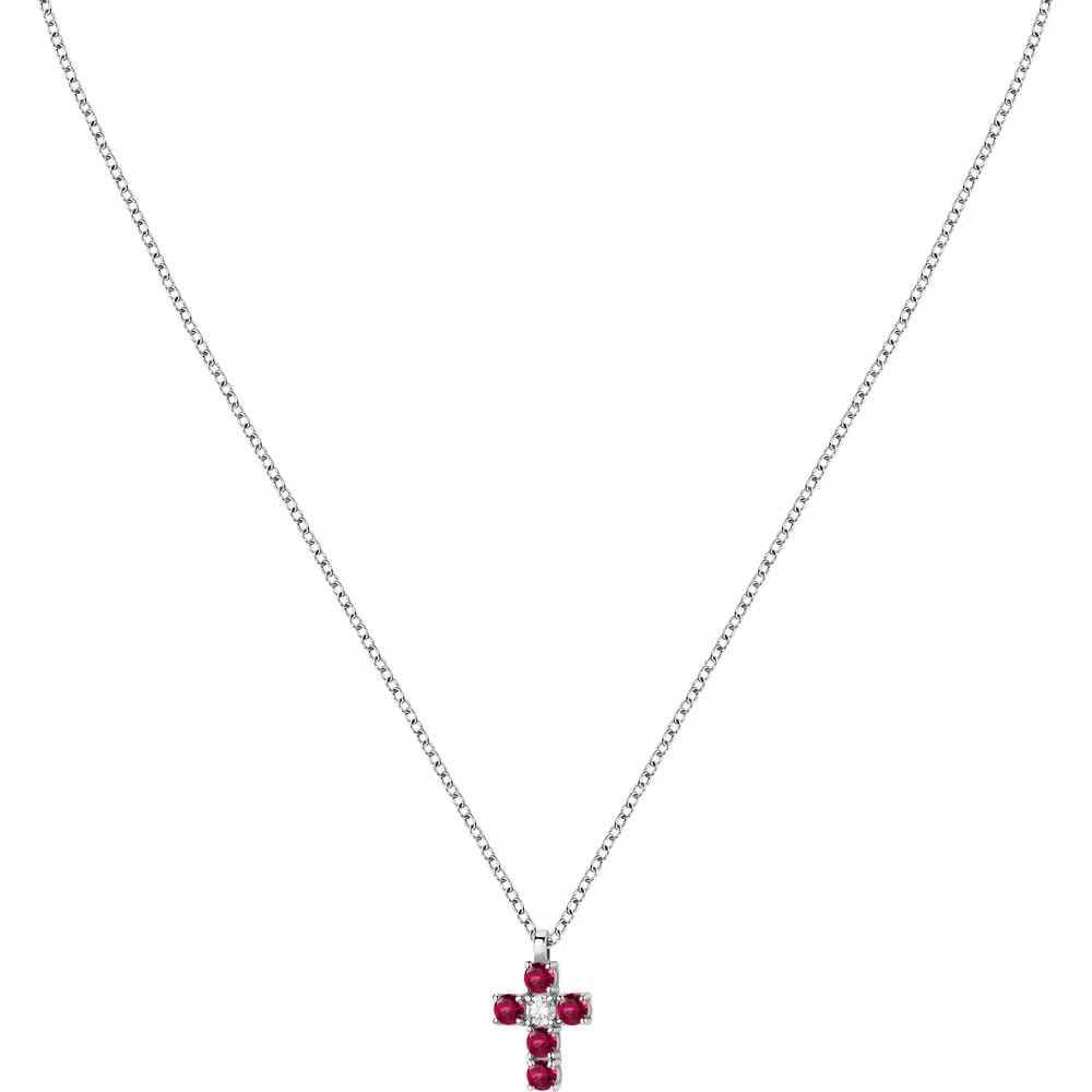 collier femme morellato tesori saiw215 en argent 925‰ avec zircons rouges et blancs