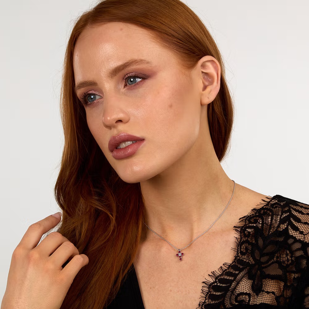 collier femme morellato tesori saiw215 en argent 925‰ avec zircons rouges et blancs