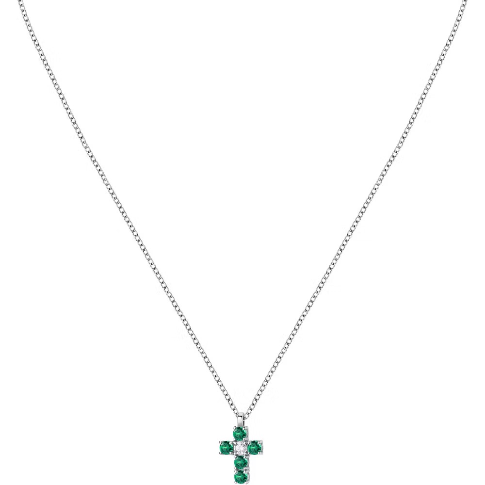 collier femme morellato tesori saiw214 en argent 925‰ avec zircons blancs et verts
