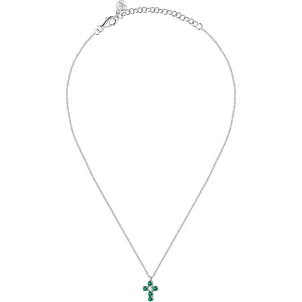 collier femme morellato tesori saiw214 en argent 925‰ avec zircons blancs et verts