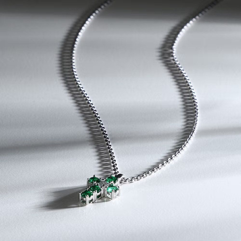 collier femme morellato tesori saiw214 en argent 925‰ avec zircons blancs et verts