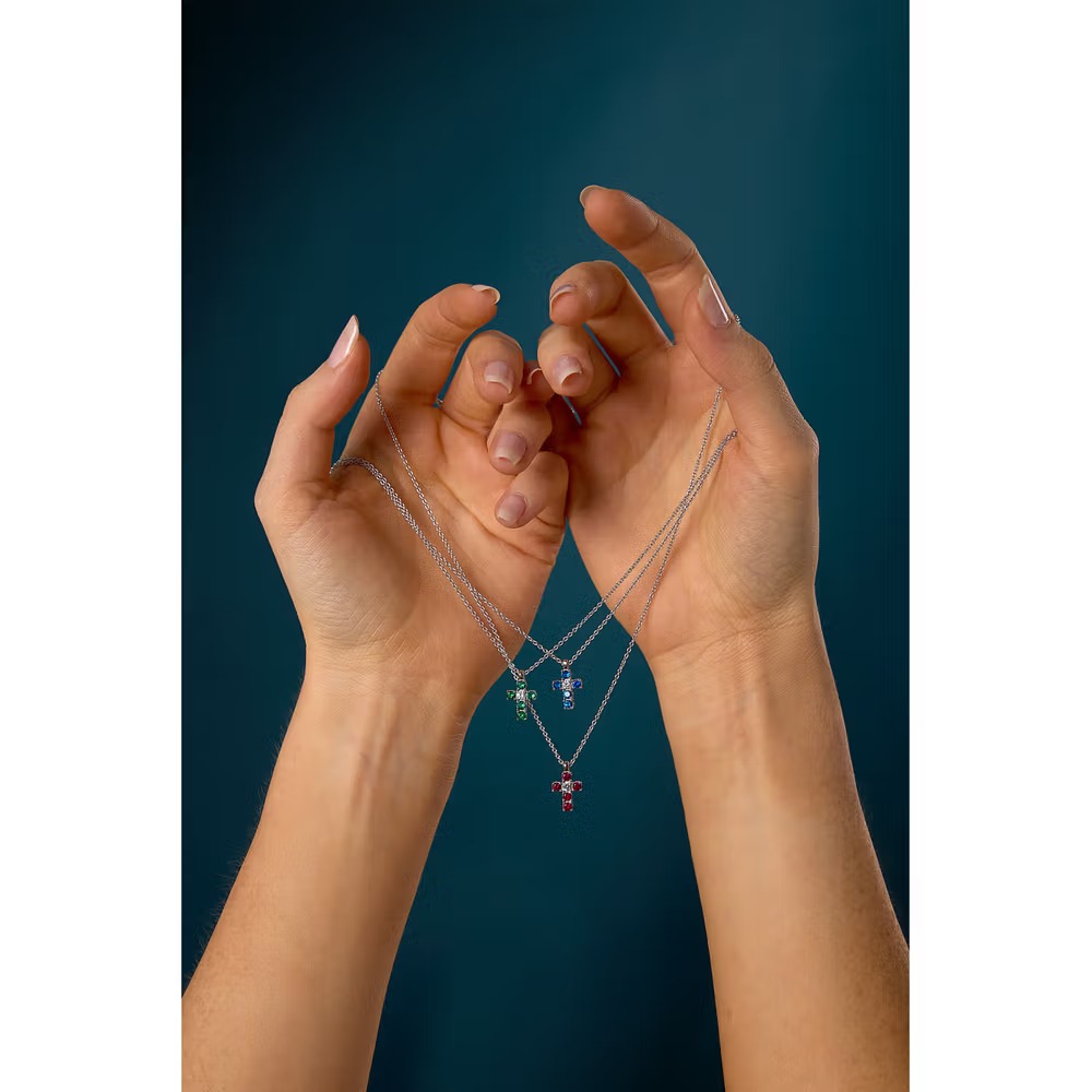 collier femme morellato tesori saiw214 en argent 925‰ avec zircons blancs et verts