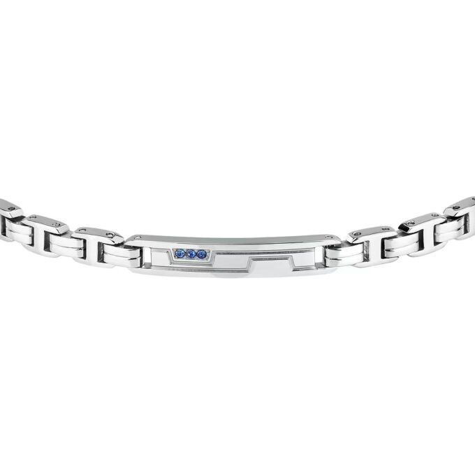 Bracelet Homme Sector Premium SAVK15 - Élégance en Inoxydable avec Cristaux Bleus