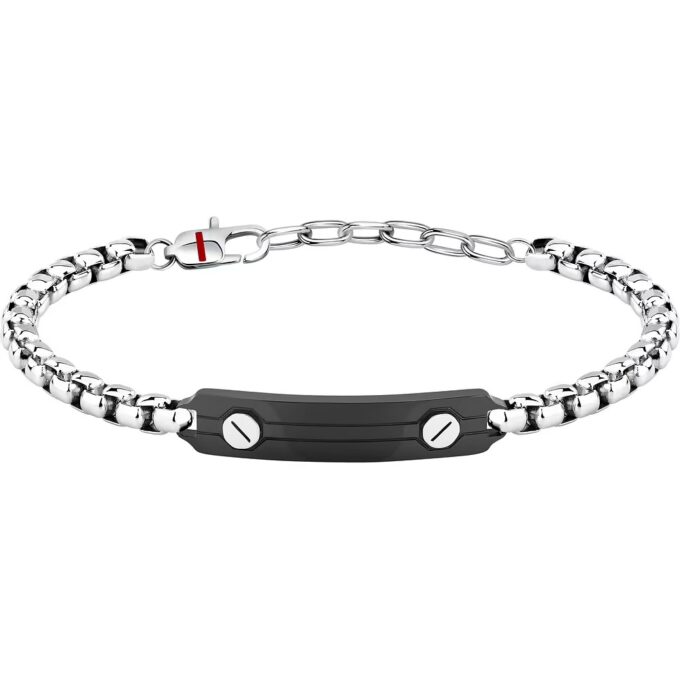 bracelet homme sector basic szs126 Élégance en inoxydable avec Émail noir