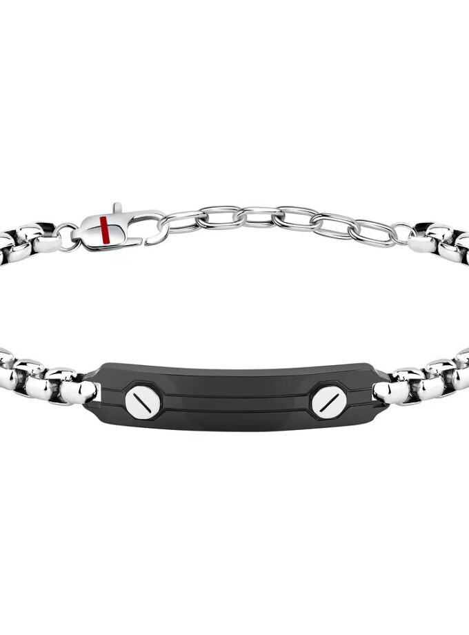 bracelet homme sector basic szs126 Élégance en inoxydable avec Émail noir