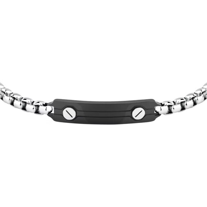 Bracelet Homme Sector Basic SZS126 - Élégance en Inoxydable avec Émail Noir