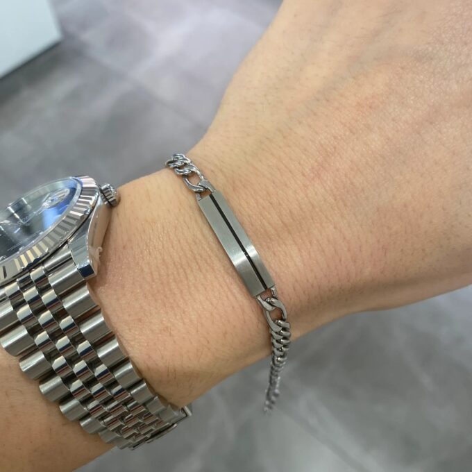 Bracelet Sector SZS102 en Argent et Noir - Design Moderne pour Homme