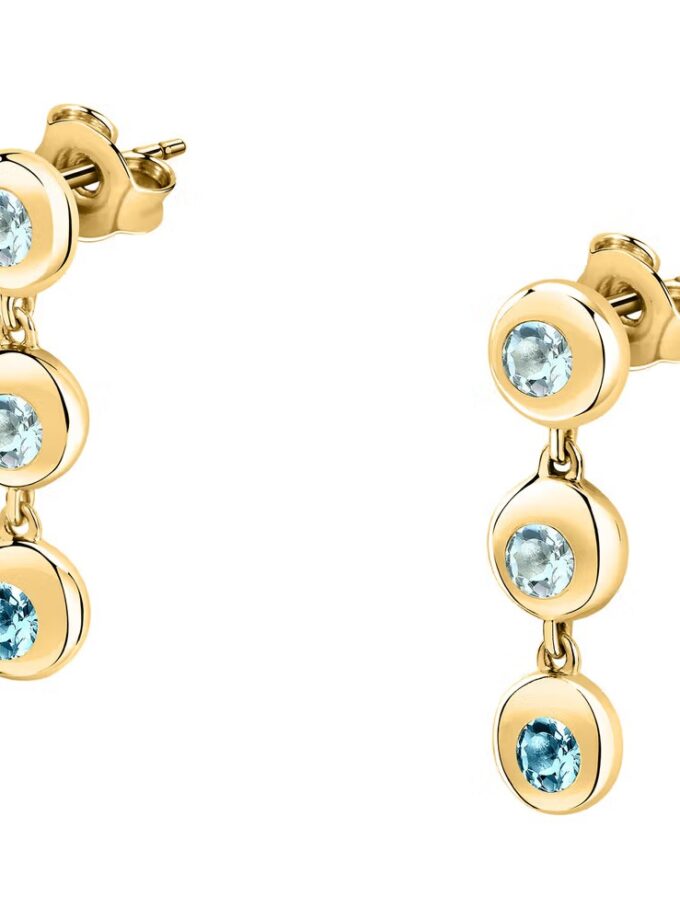 boucles d'oreilles en argent 925‰ recyclé avec topaze bleue collection trésors Éternels saxn18