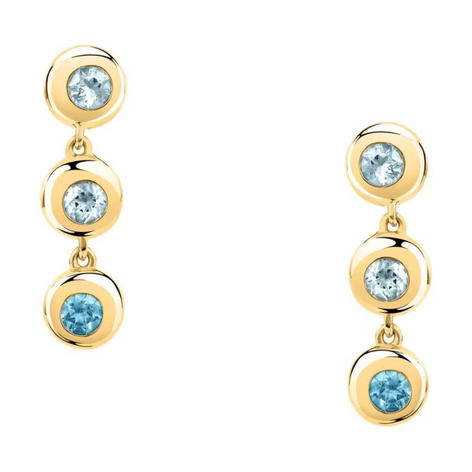 Boucles d'Oreilles en Argent 925‰ Recyclé avec Topaze Bleue - Collection Trésors Éternels - SAXN18