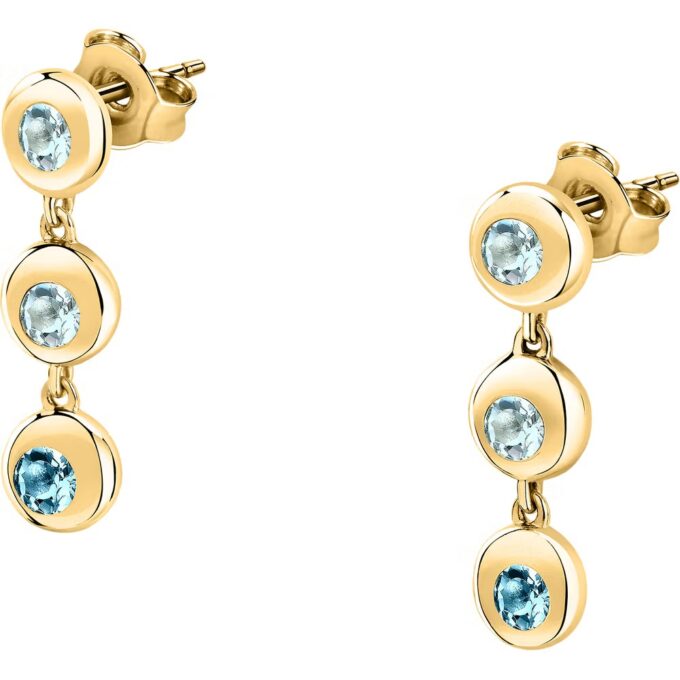 Boucles d'Oreilles en Argent 925‰ Recyclé avec Topaze Bleue - Collection Trésors Éternels - SAXN18