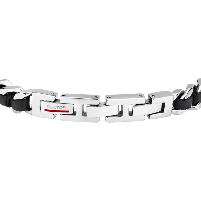 Bracelet Homme en Inoxydable et Cuir Naturel - Modèle Chaîne Bandy SZV122