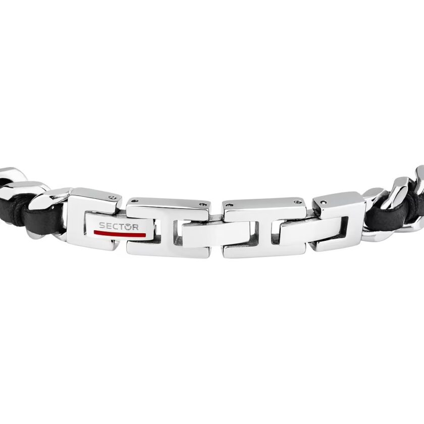 bracelet homme en inoxydable et cuir naturel modèle chaîne bandy szv122