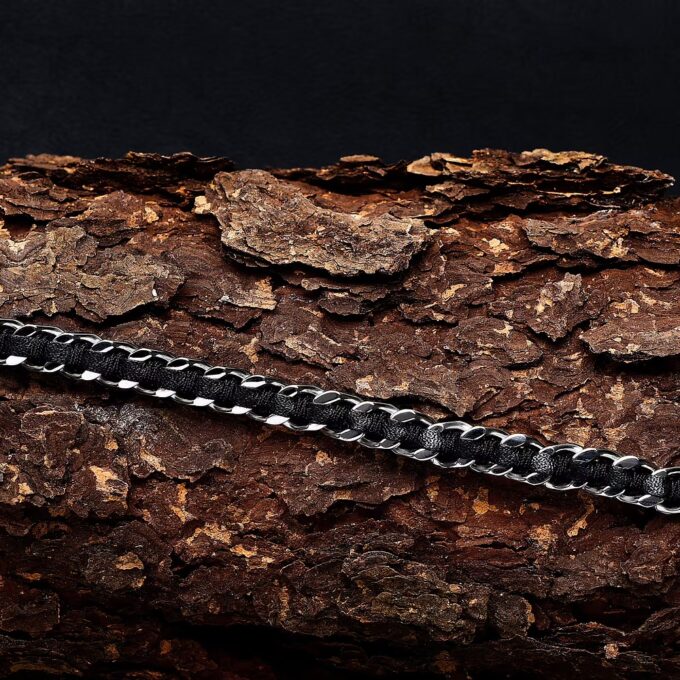 Bracelet Homme en Inoxydable et Cuir Naturel - Modèle Chaîne Bandy SZV122