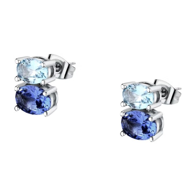 boucles d'oreilles en argent avec cristaux bleus modèle penché morellato savy17