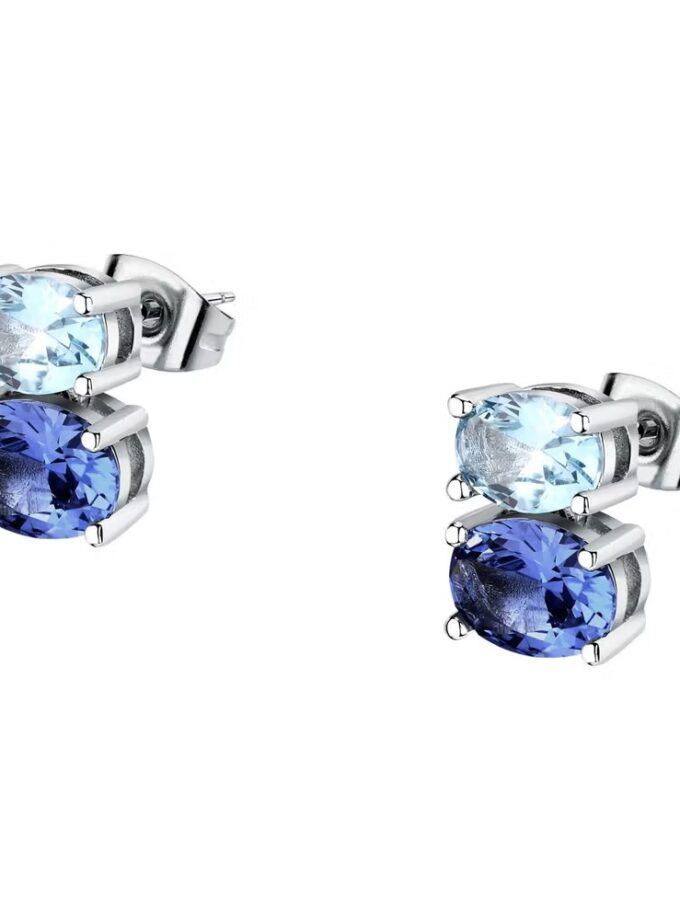 boucles d'oreilles en argent avec cristaux bleus modèle penché morellato savy17