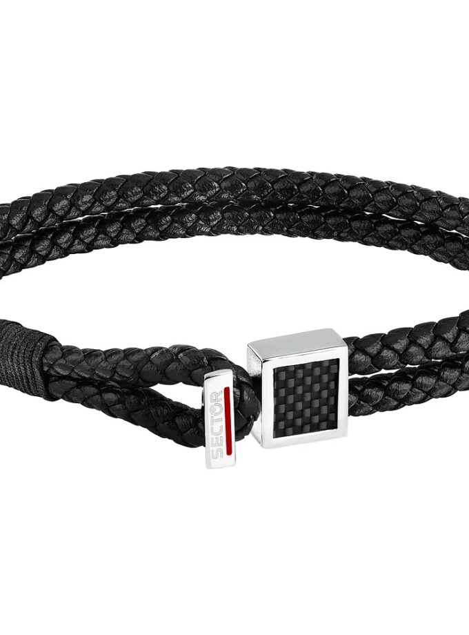 bracelet sector bandy szv127 Élégance masculine en inoxydable et cuir naturel taille 21cm/22cm