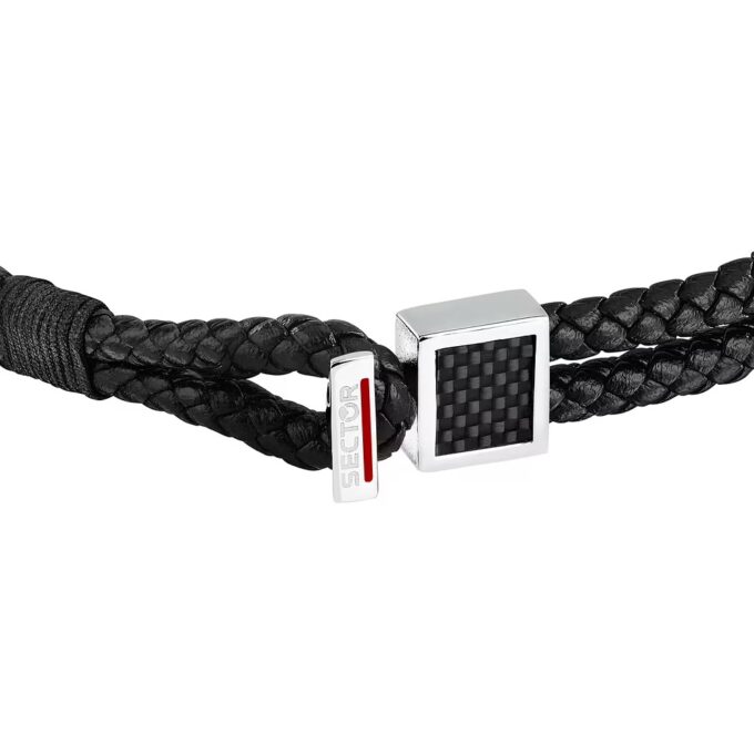 Bracelet Sector Bandy SZV127 - Élégance Masculine en Inoxydable et Cuir Naturel - Taille 21cm/22cm