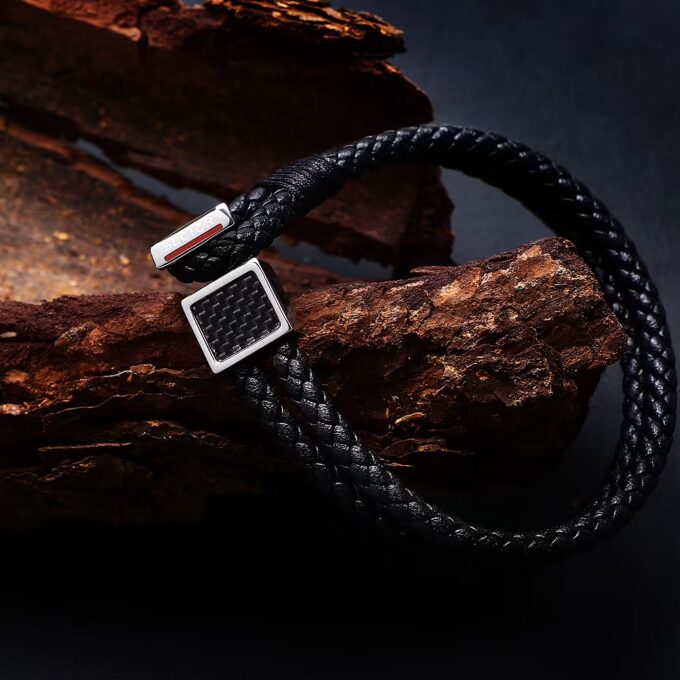 Bracelet Sector Bandy SZV127 - Élégance Masculine en Inoxydable et Cuir Naturel - Taille 21cm/22cm