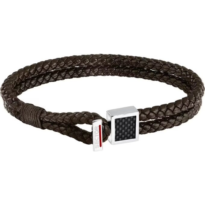 bracelet sector bandy szv129 Élégance masculine en inoxydable et cuir naturel taille 21cm/22cm