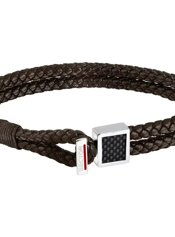 bracelet sector bandy szv129 Élégance masculine en inoxydable et cuir naturel taille 21cm/22cm