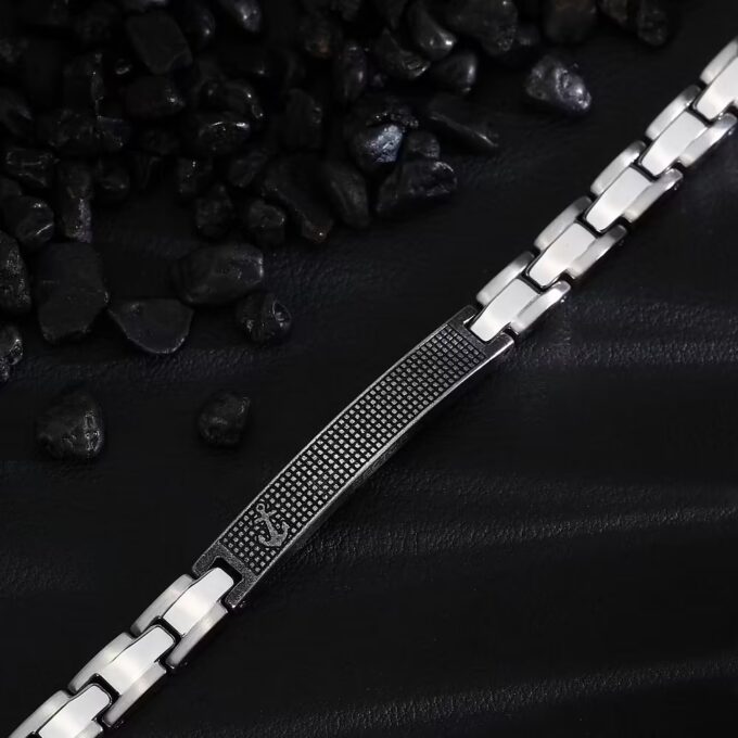 Bracelet Homme en Inoxydable - Modèle Basic SZS88 avec Émail Argenté et Gris