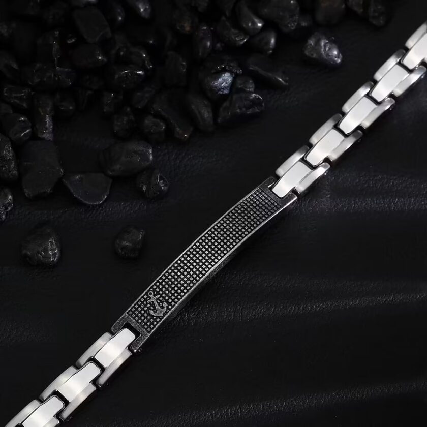 bracelet homme en inoxydable modèle basic szs88 avec Émail argenté et gris