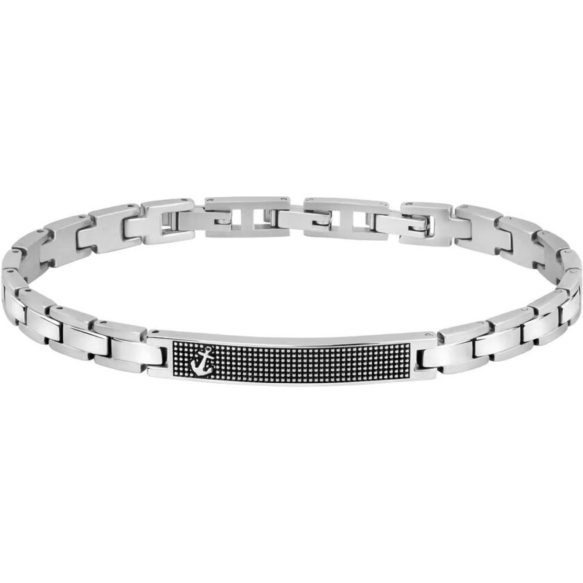 bracelet homme en inoxydable modèle basic szs88 avec Émail argenté et gris