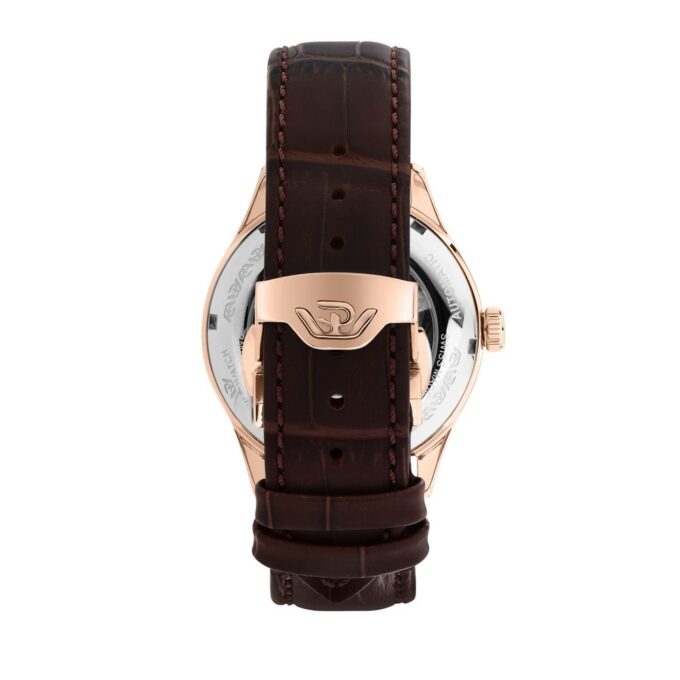 Montre Homme Philip Watch Museum – R8221225002 – Boîtier Inoxydable Or Rose 40 mm – Bracelet Cuir Marron – Mouvement Suisse – Étanchéité 10 ATM – Fermeture Papillon avec Bouton Latéral – Garantie 2 Ans – Emballage Original Philip Watch