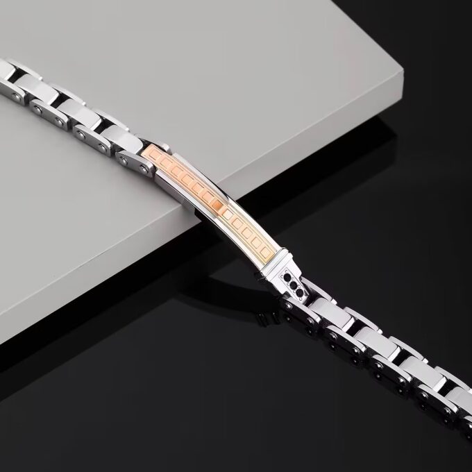 Bracelet Bicolore Sector SAVK05 - Bijou pour Homme avec 3 Pierres en Oxyde Noir