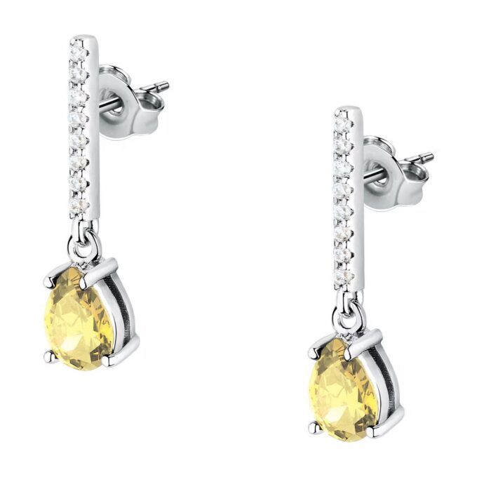 boucles d'oreilles femme morellato trésors saiw196 argent 925 avec pierre jaune fermoir papillon
