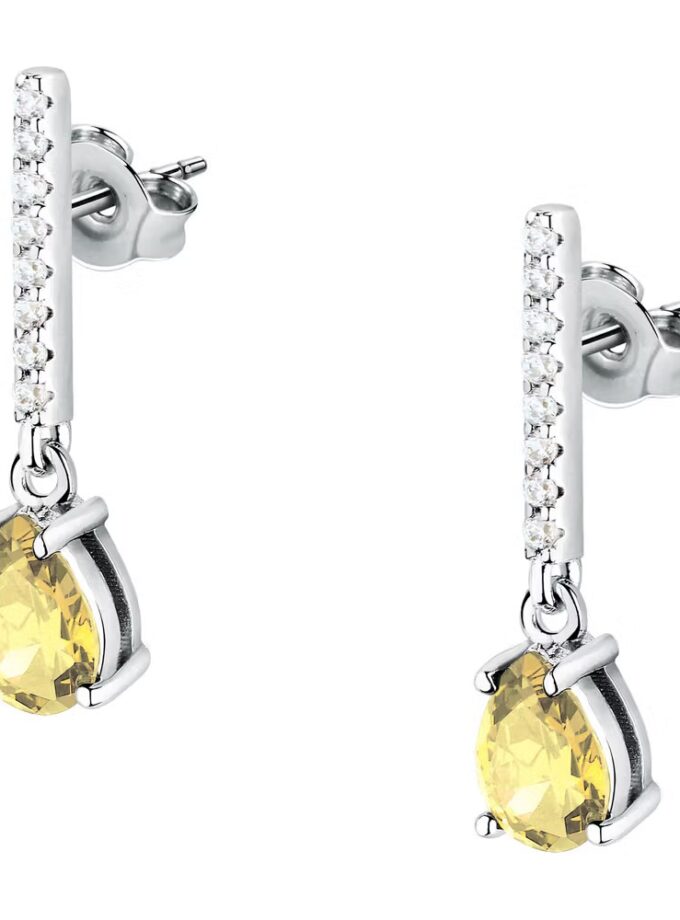 boucles d'oreilles femme morellato trésors saiw196 argent 925 avec pierre jaune fermoir papillon