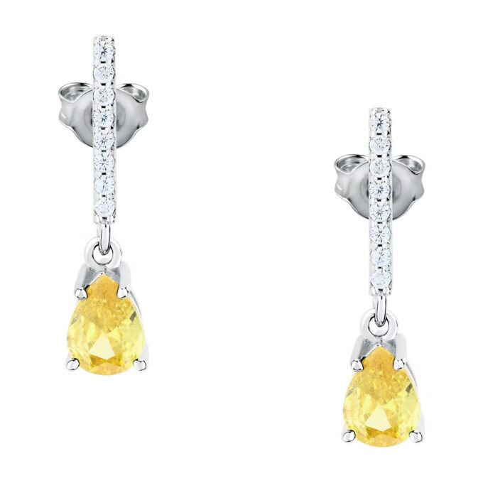 Boucles d'Oreilles Femme Morellato Trésors SAIW196 - Argent 925 avec Pierre Jaune - Fermoir Papillon