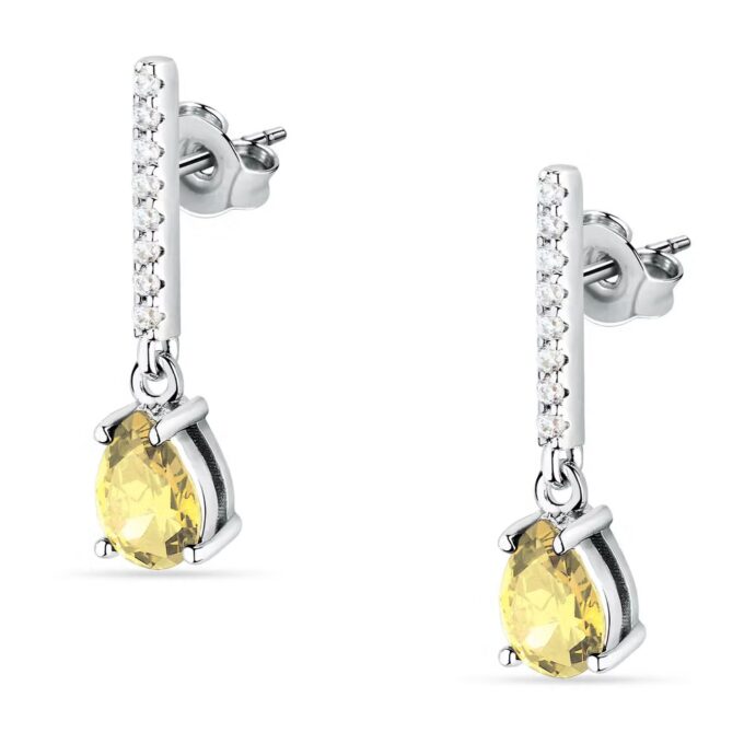 Boucles d'Oreilles Femme Morellato Trésors SAIW196 - Argent 925 avec Pierre Jaune - Fermoir Papillon