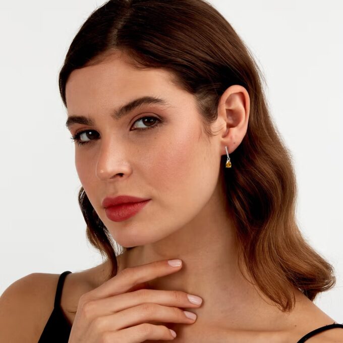 Boucles d'Oreilles Femme Morellato Trésors SAIW196 - Argent 925 avec Pierre Jaune - Fermoir Papillon