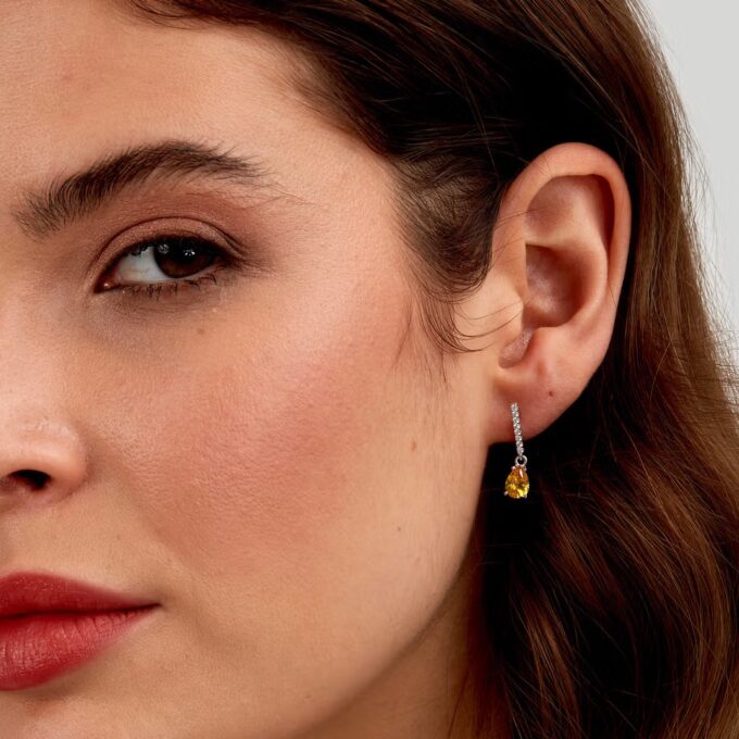 Boucles d'Oreilles Femme Morellato Trésors SAIW196 - Argent 925 avec Pierre Jaune - Fermoir Papillon